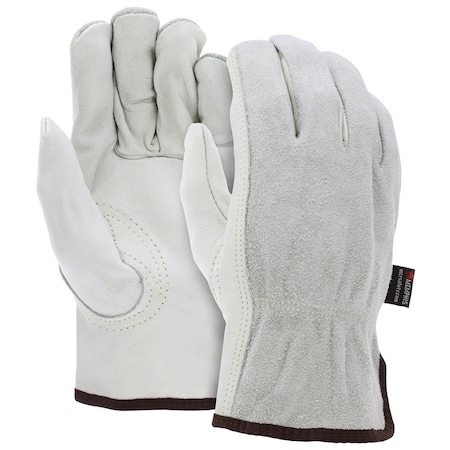 Mcr Safety Gloves, Ind Grd Grain/Gray Split Back Key Thb, XS, 12PK 32056XS